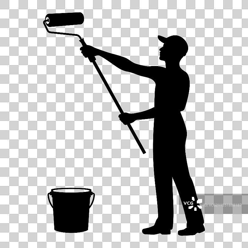 专业画家的剪影正在作画图片素材