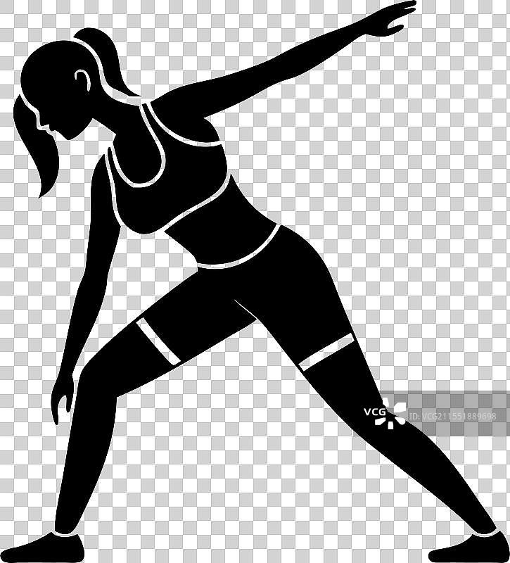 伸展的女性动态剪影图片素材