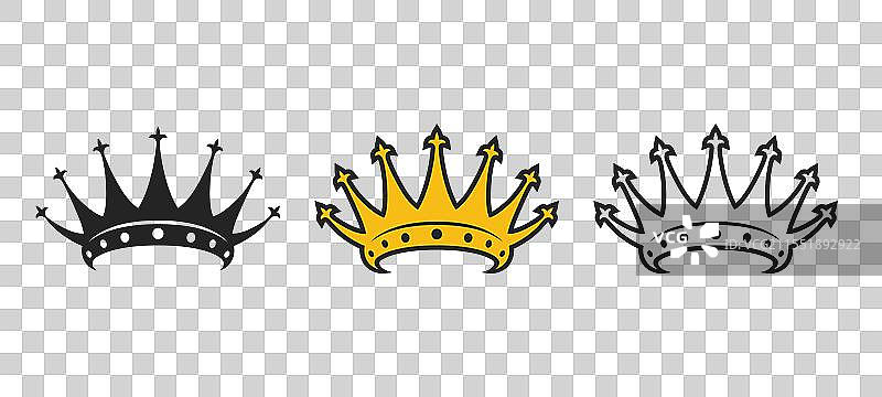 平面风格的皇冠图标集图片素材
