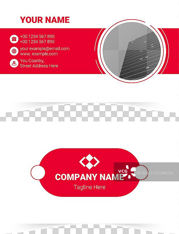 红色现代圆形几何商务名片模板图片素材