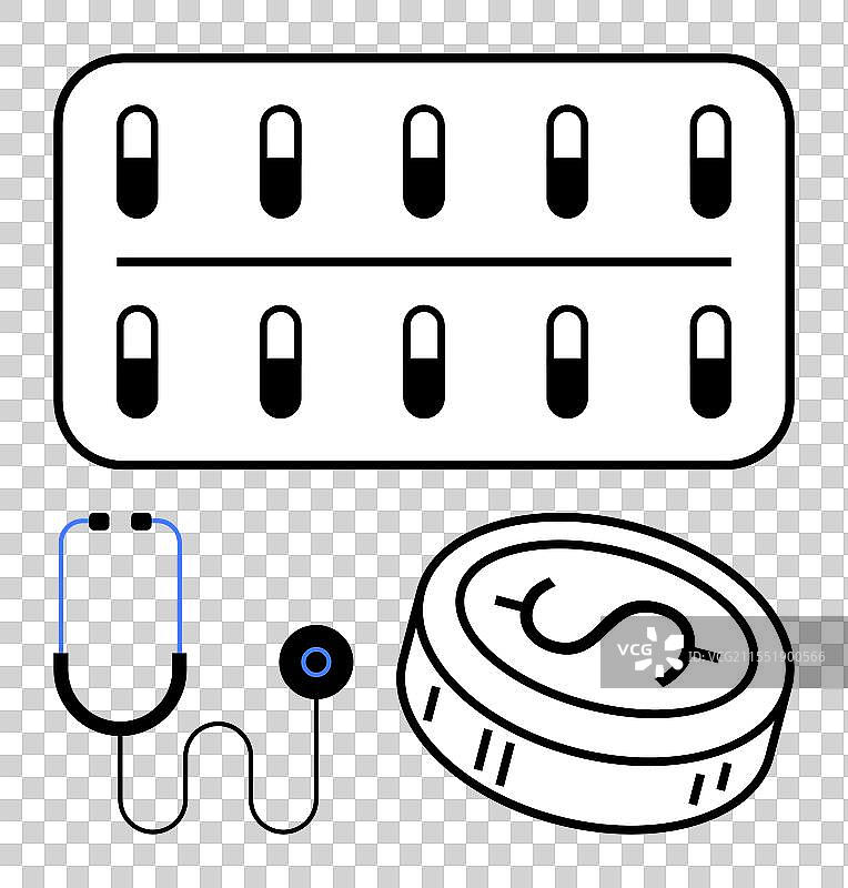 医疗费用 药丸 听诊器 和 硬币图片素材
