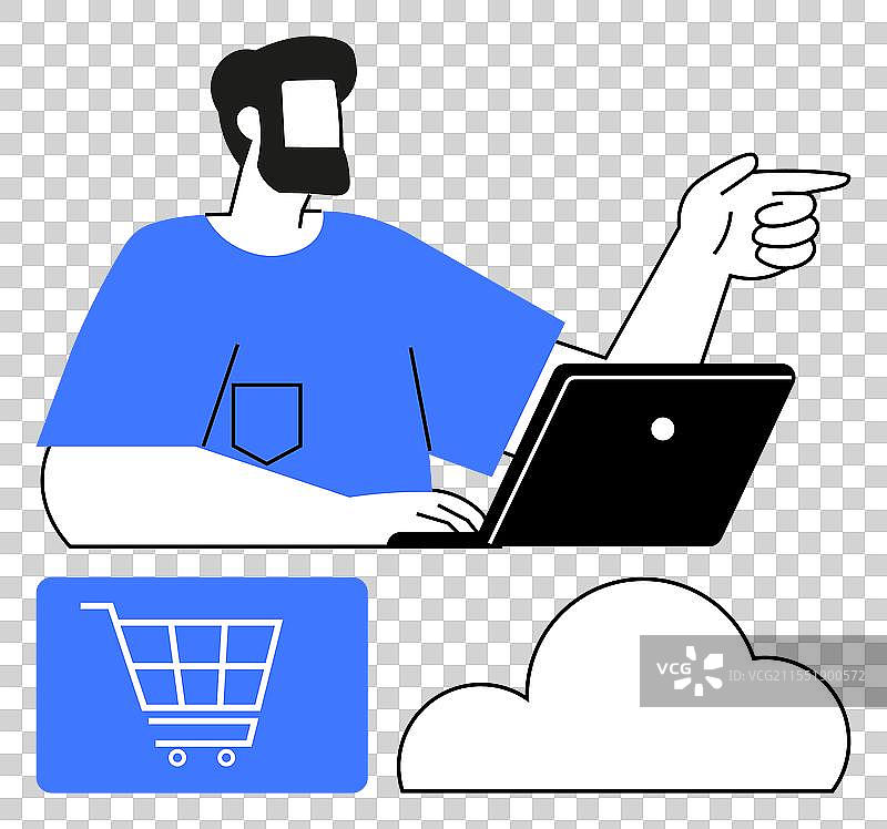 电子商务专业人士使用笔记本电脑进行购物图片素材