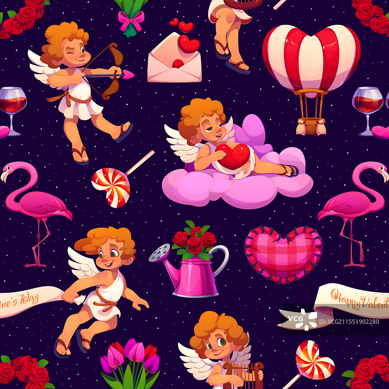 卡通情人节假日无缝图案图片素材