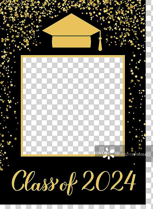 2024届毕业生照片亭框与毕业帽图片素材