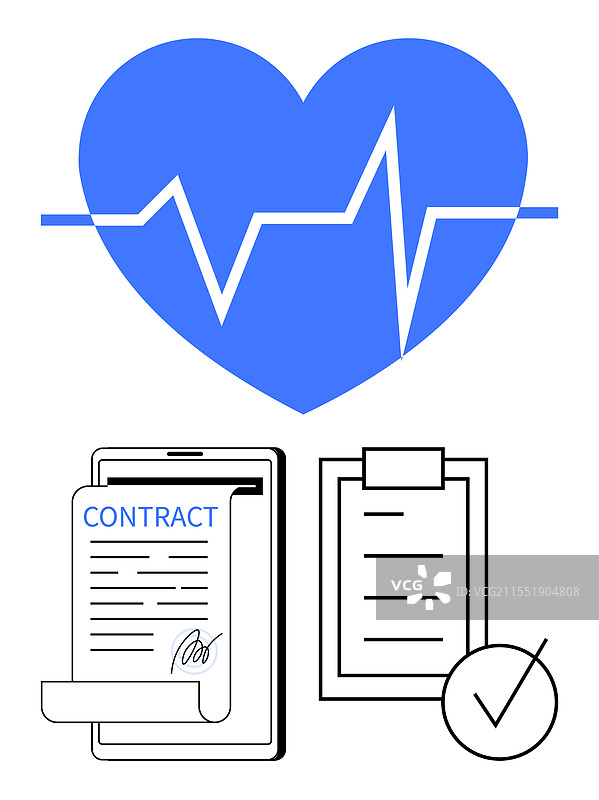 心跳与合同和清单亮点图片素材