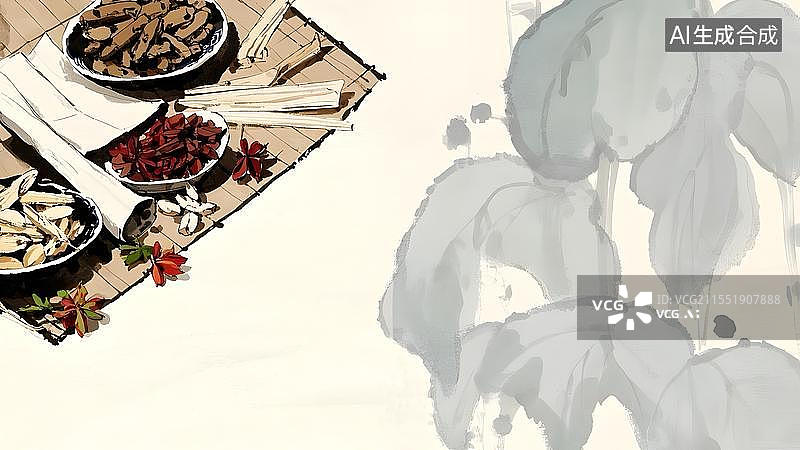 【AI数字艺术】水墨画背景两侧图片素材