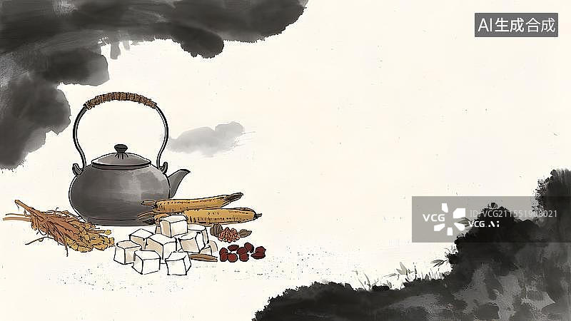 【AI数字艺术】水墨画背景两侧图片素材