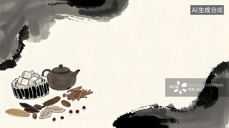 【AI数字艺术】水墨画背景左下图片素材