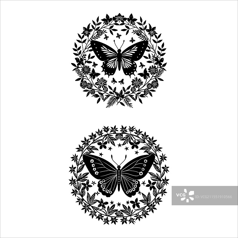 被花朵环绕的蝴蝶图片素材