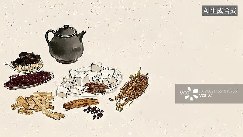 【AI数字艺术】水墨画背景居左图片素材