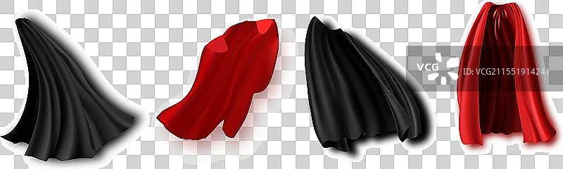 不同姿势的超级英雄红色斗篷正面展示图片素材