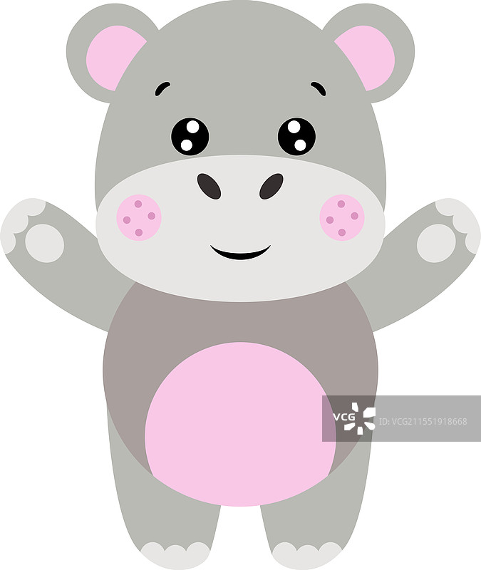 可爱的小河马孤立在白色背景上图片素材