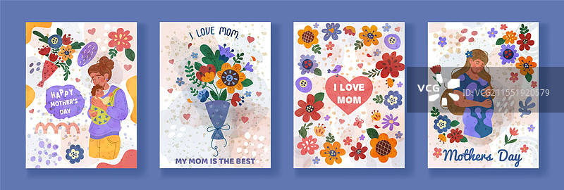 母亲节贺卡花卉背景水彩画图片素材