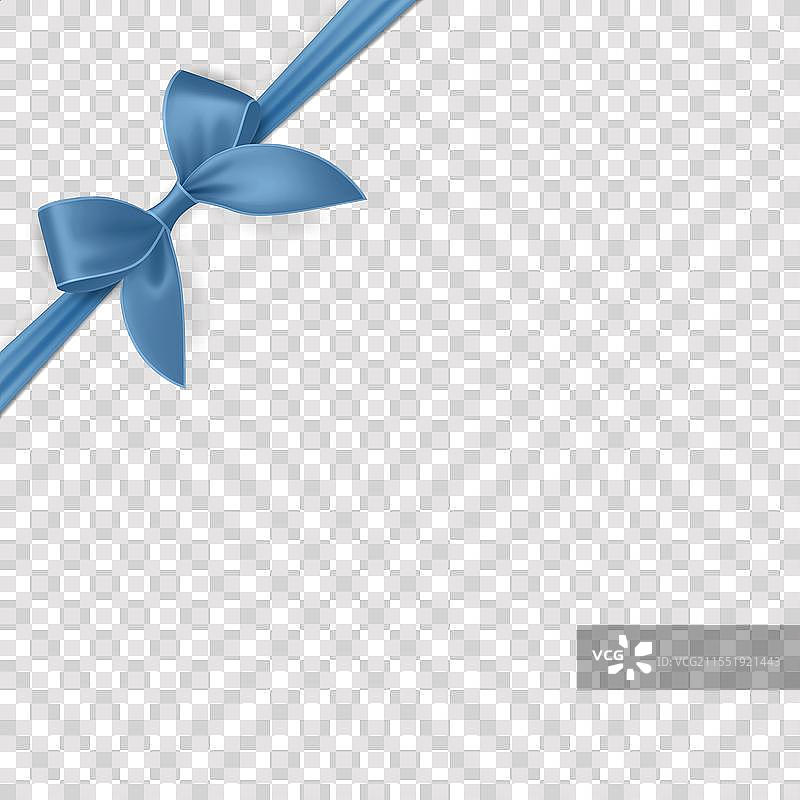 逼真的蓝色丝绸礼品缎带蝴蝶结图片素材