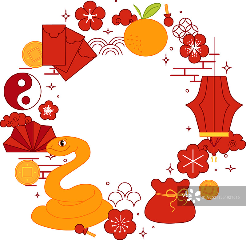蛇年春节图形线条圆形设计图片素材