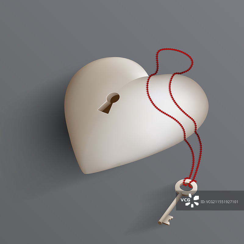 情人节的逼真心形图案与钥匙图片素材