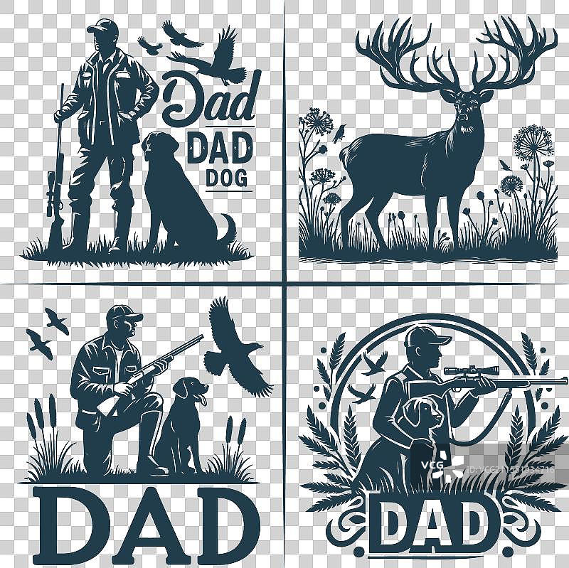 父亲狩猎剪影SVG图片素材