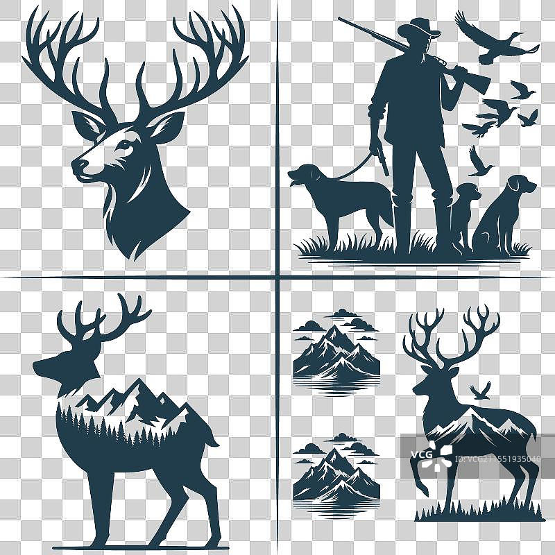狩猎鹿的SVG剪影文件包图片素材