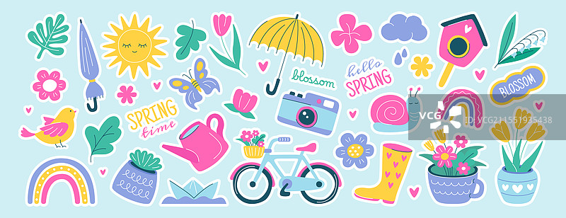 可爱的日记春季贴纸每日使用图片素材