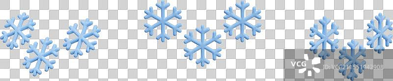 一组不同形状的真实六角雪花图片素材