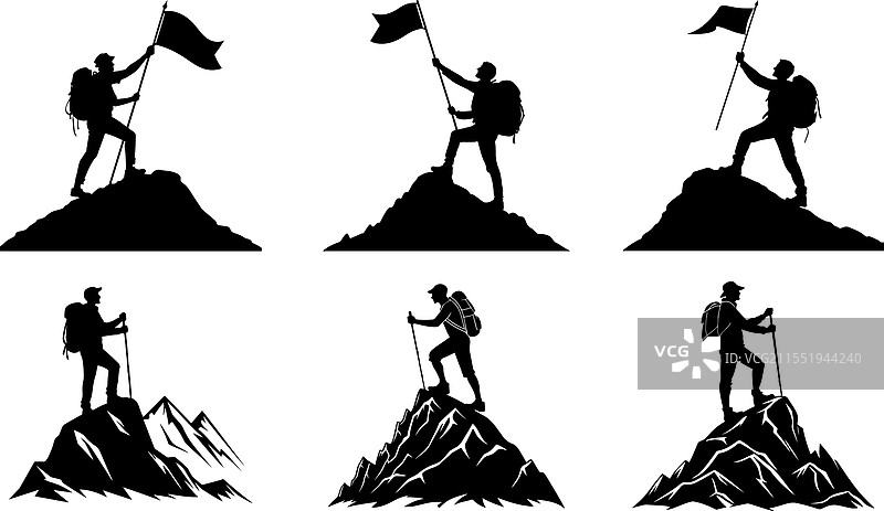 古代国家剪影中的徒步旅行者图片素材