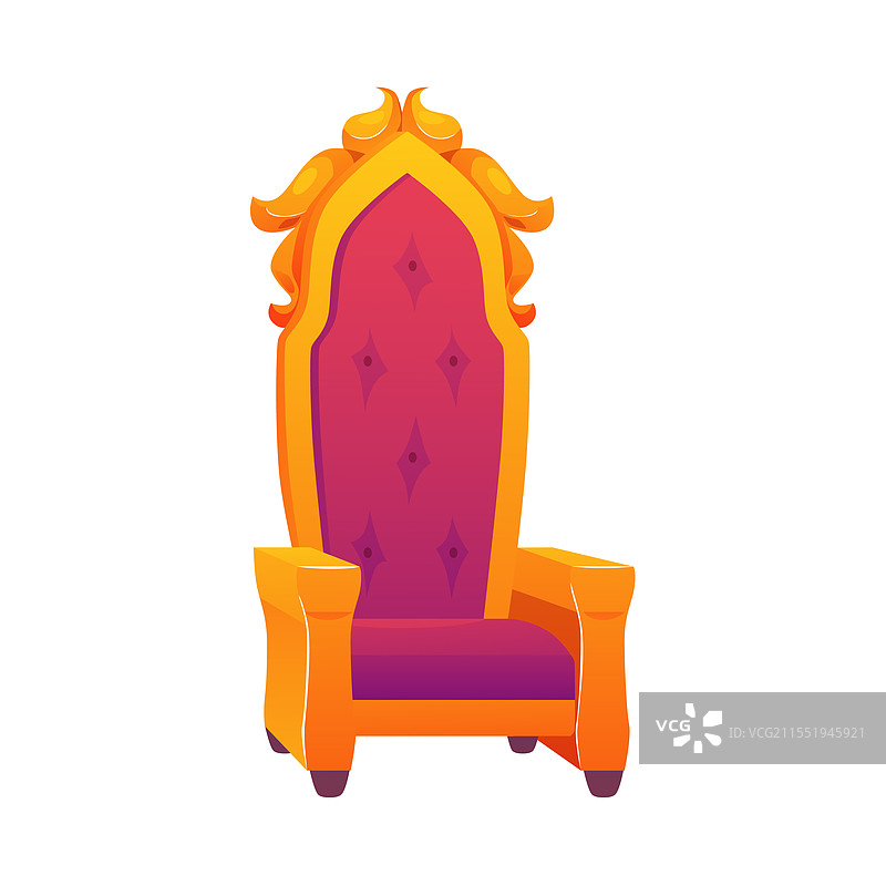 奢华的金色王座，配有红色 upholstery图片素材