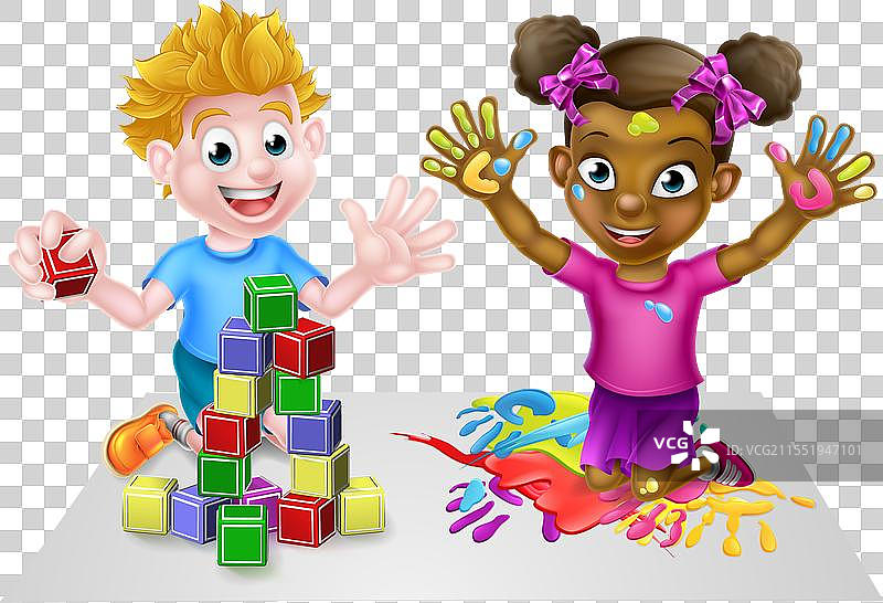 卡通孩子们在玩乐图片素材