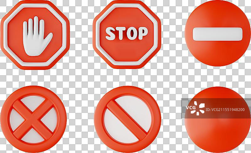 3D真实感停车标志交通警告套件图片素材