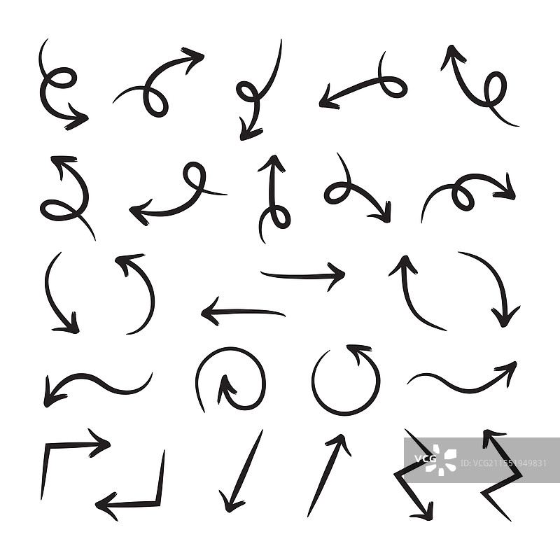 手绘箭头线条集图片素材