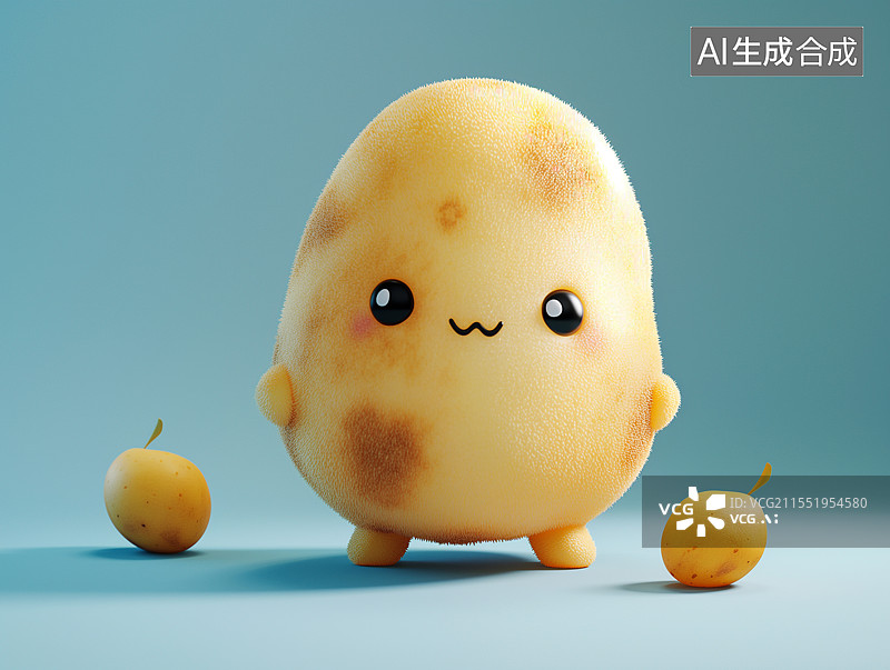 【AI数字艺术】一颗可爱的卡通拟人化土豆图片素材