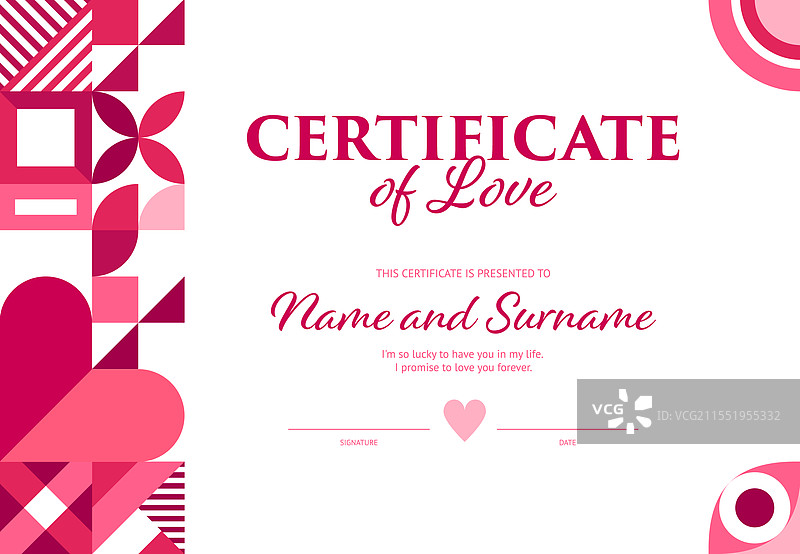 情人节爱情证书几何图形图片素材