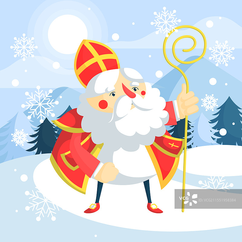 平面设计的圣尼古拉斯节图片素材