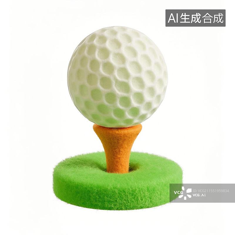 【AI数字艺术】3D卡通毛毡图标高尔夫球图片素材