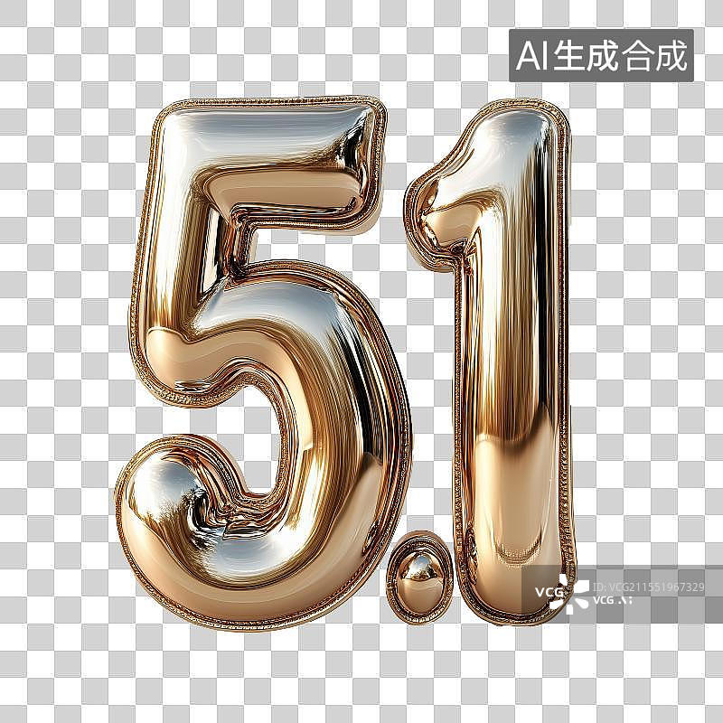 【AI数字艺术】免扣元素数字“5.1”的3d图标图片素材