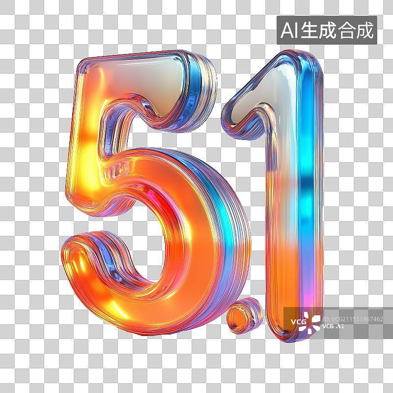 【AI数字艺术】免扣元素数字“5.1”的3d图标图片素材