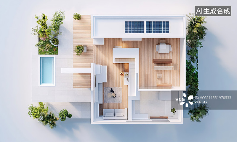 【AI数字艺术】别墅设计和花园设计图片素材