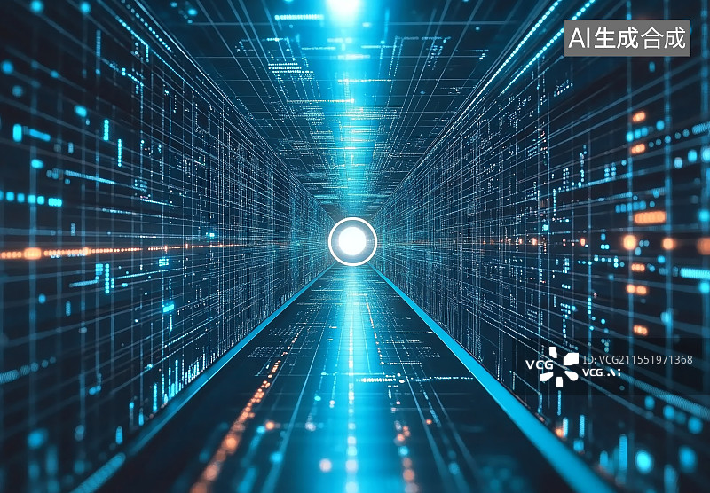 【AI数字艺术】三维渲染科幻隧道图片素材
