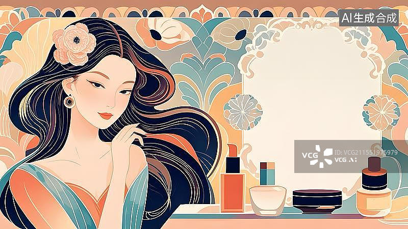 【AI数字艺术】2D卡通背景居左图片素材