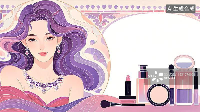 【AI数字艺术】2D卡通背景居左图片素材