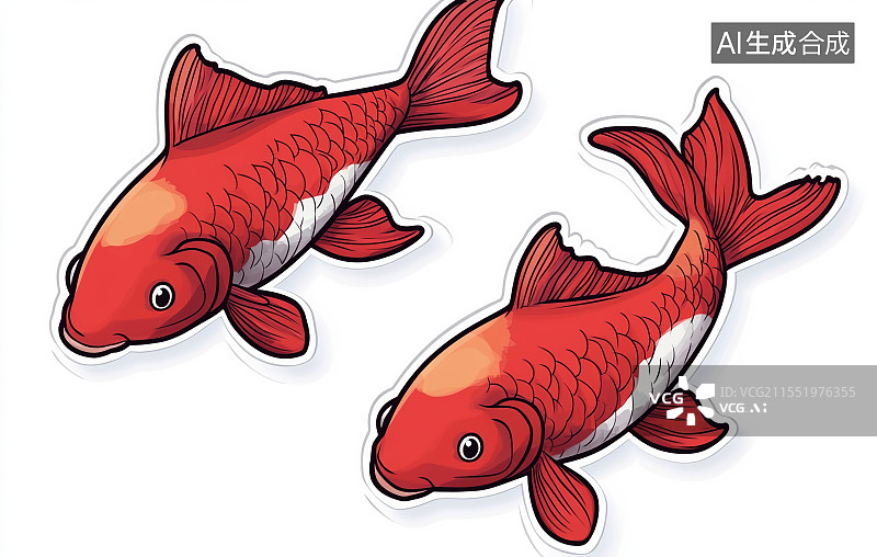 【AI数字艺术】锦鲤海报。粉彩。手绘线画。锦鲤鱼画。图片素材