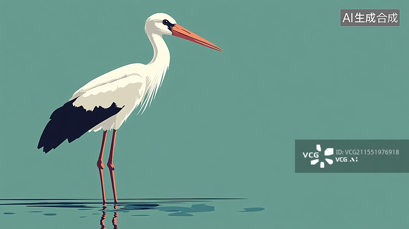 【AI数字艺术】卡通风格白鹳插画图片素材