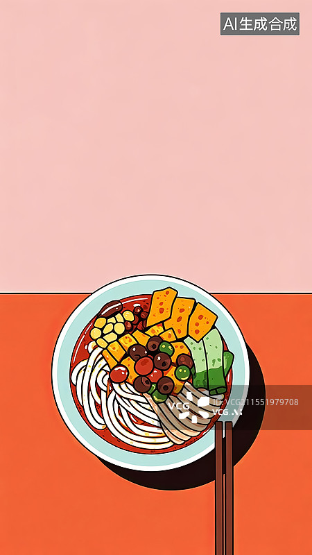 【AI数字艺术】手绘插画螺蛳粉海报设计模板背景图片素材