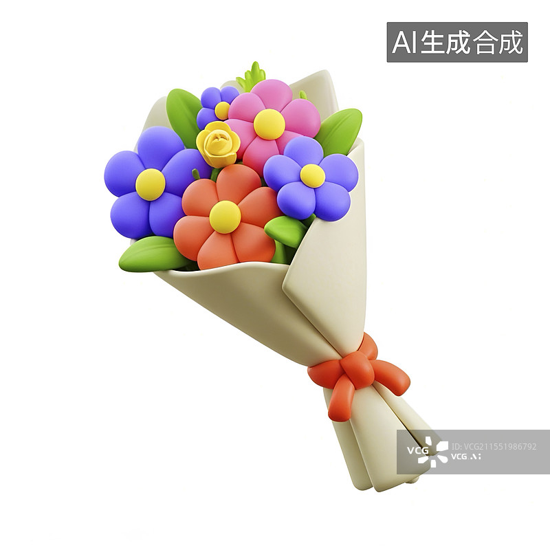 【AI数字艺术】一束花3D图标图片素材