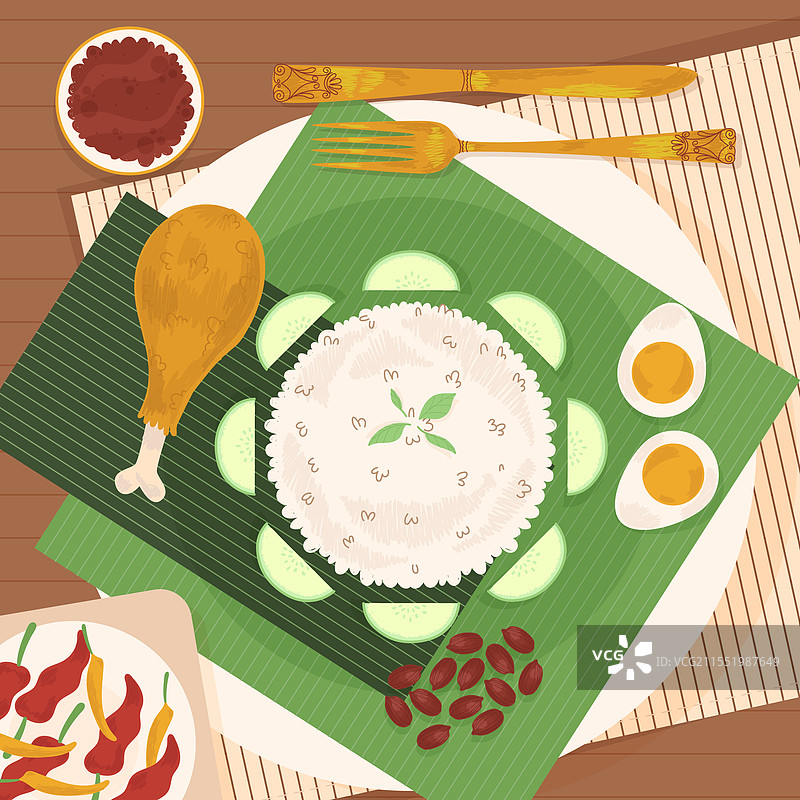 美味的椰浆饭已准备好上桌图片素材