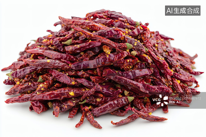 【AI数字艺术】白色背景下的朝天椒-干辣椒图片素材