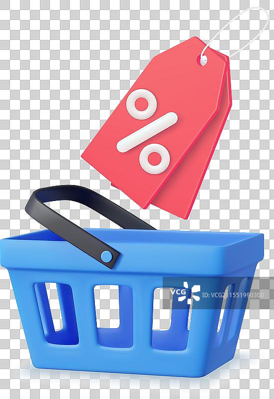 3D购物券与购物篮图片素材