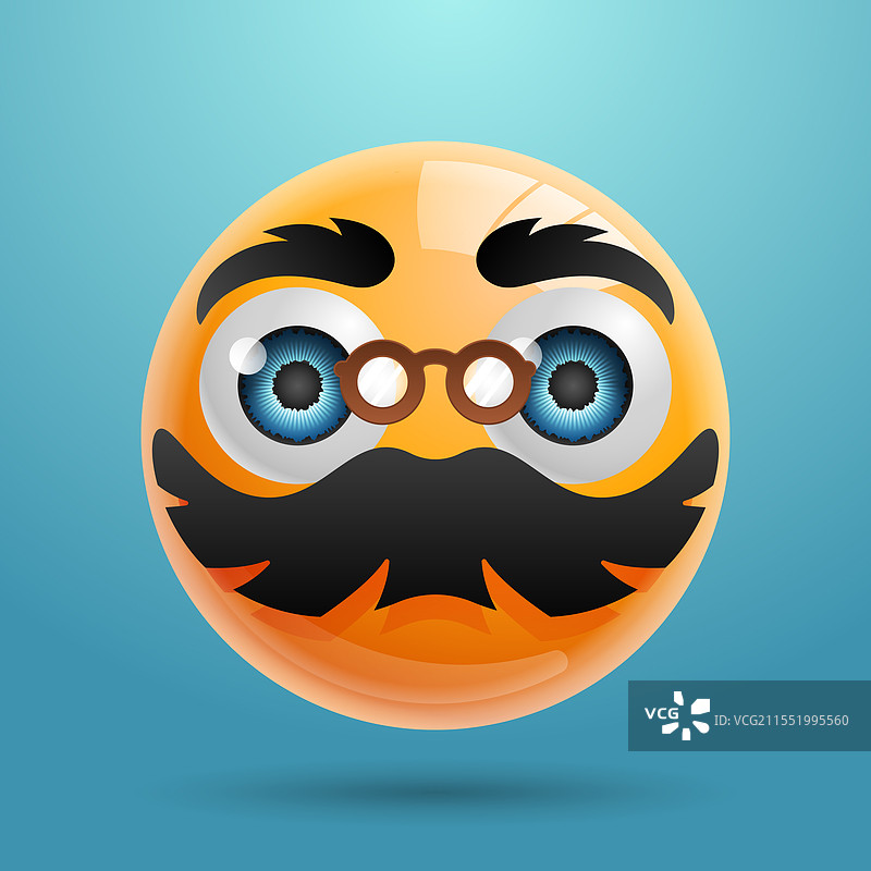 扁平设计的胡子表情符号图片素材