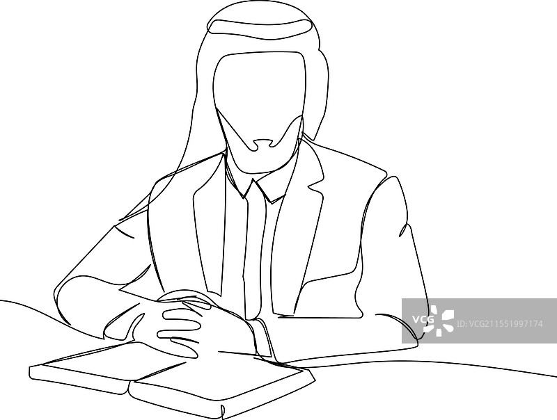 身穿西装和头巾的阿拉伯商人进行交易图片素材