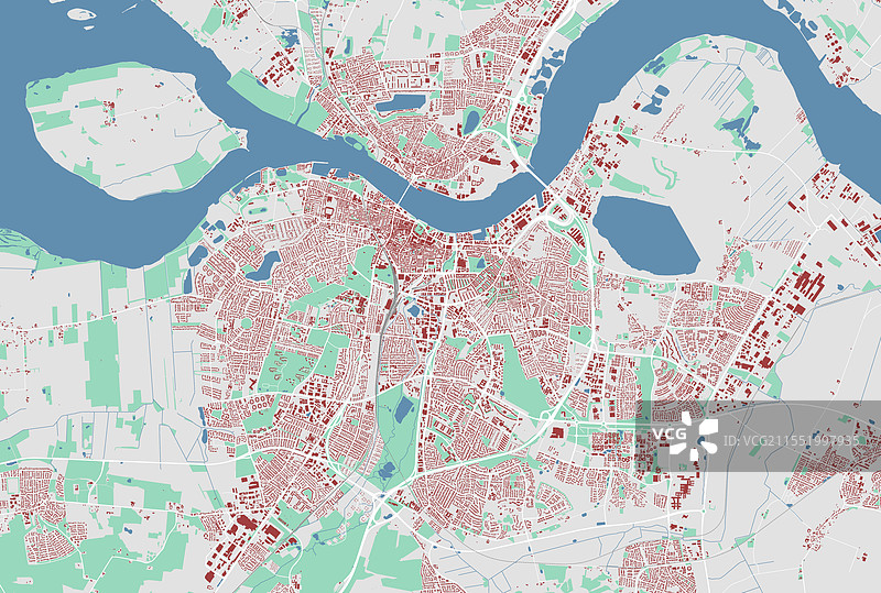 丹麦奥尔堡详细城市地图图片素材