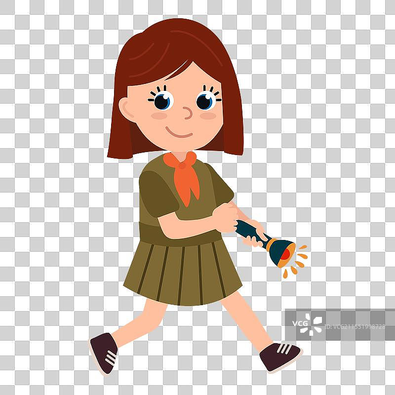 手电筒的女童子军图片素材